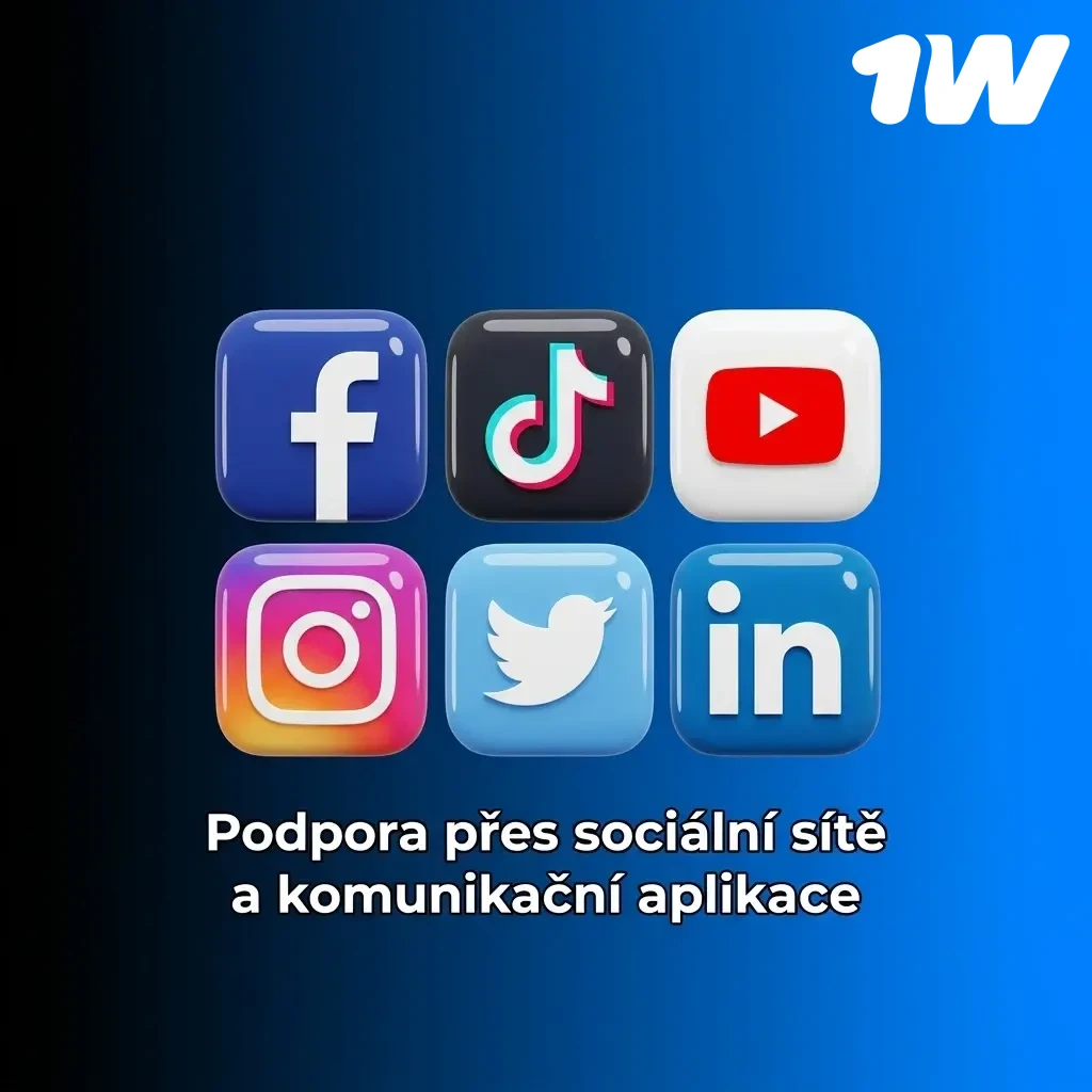 Podpora 1w přes Telegram, WhatsApp, Facebook Messenger a Twitter pro obecné dotazy a aktuality