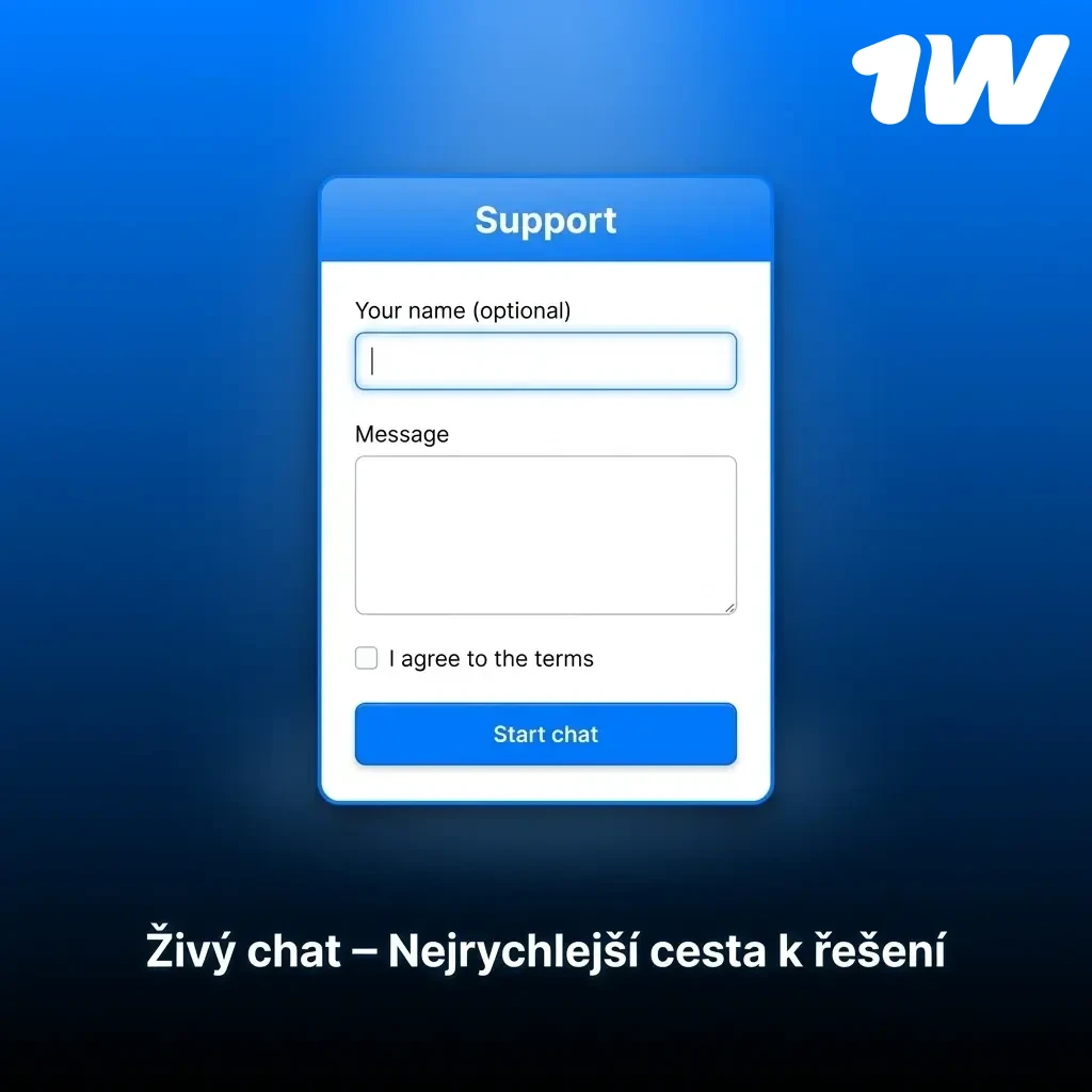 Živý chat zákaznické podpory 1w – ikona v rohu webu, dostupná 24/7 v češtině i angličtině